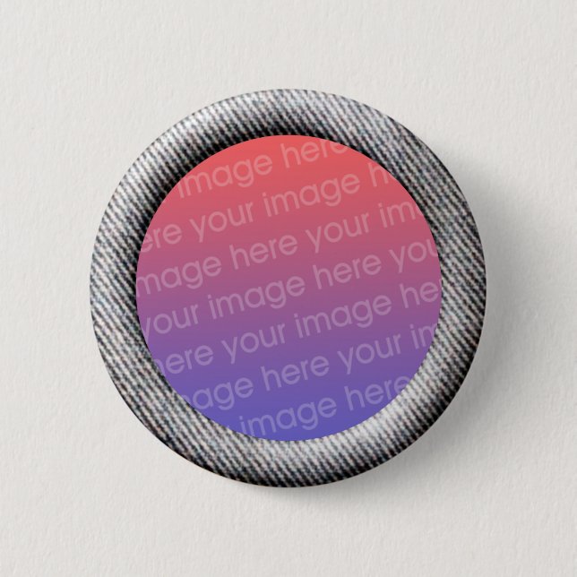 Denim (3d effect frame border) Template 6 Cm Round Badge (Front)