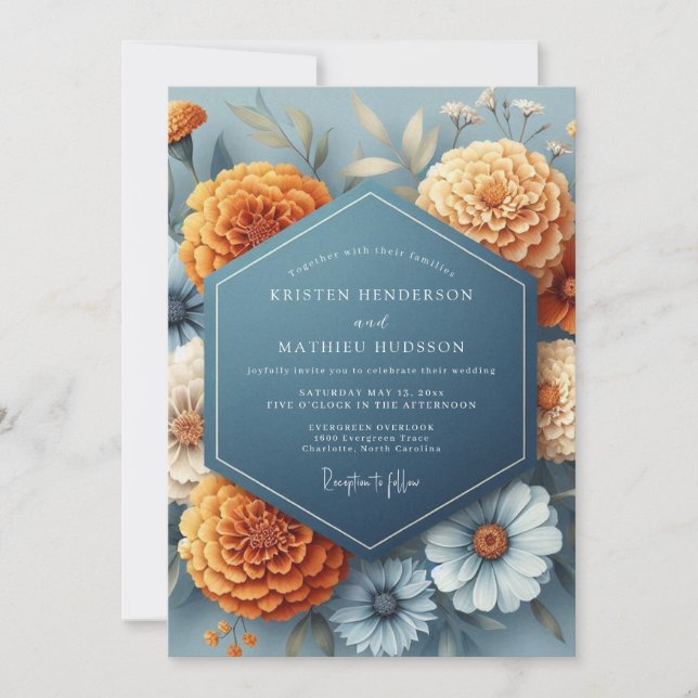 Denim Amber Autumn Wedding Invitation (Front)
