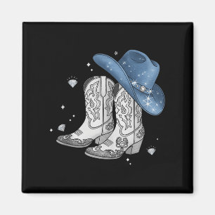 Denim &amp; Diamonds Black Tee Western Cowgirl Boo Magnet