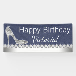 Denim and Diamond Birthday Party Banner