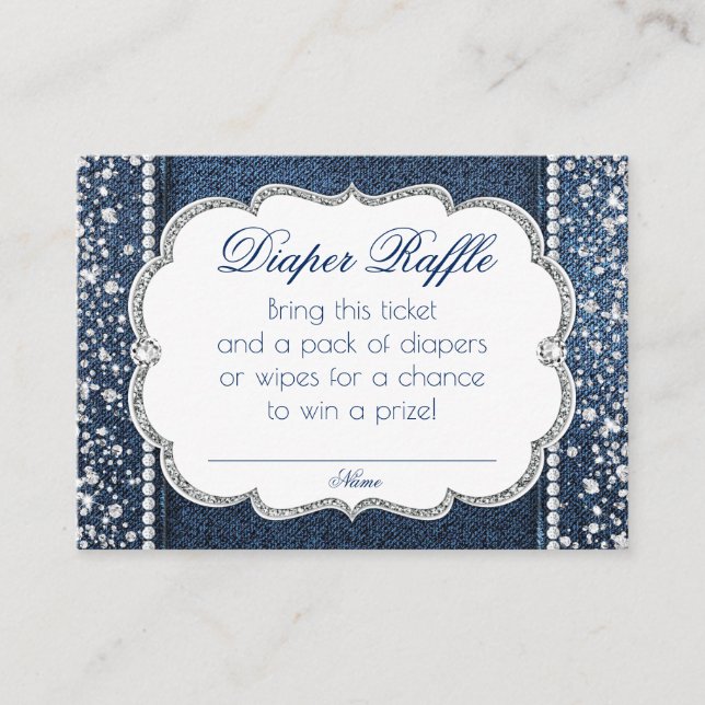 Denim and Diamond Diaper Raffle Tickets Enclosure Card (Front)