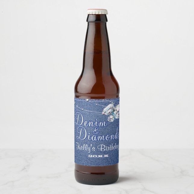 Denim and Diamonds Beer Bottle Label (Front)