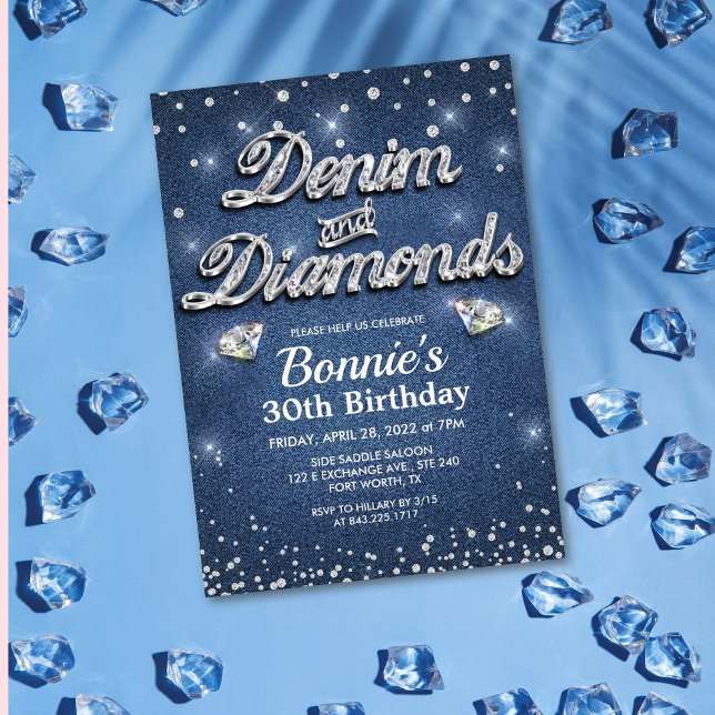 Denim and Diamonds Birthday  Invitation (Creator Uploaded)