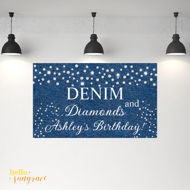 Denim and Diamonds Birthday Party Banner (Creator Uploaded)