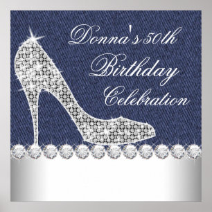 Denim and Diamonds Birthday Party Poster