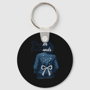 Denim And Diamonds Bow Ladies Girls Jeans Women  Key Ring