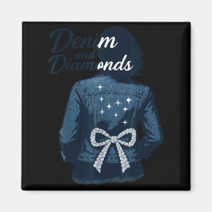 Denim And Diamonds Bow Ladies Girls Jeans Women Magnet