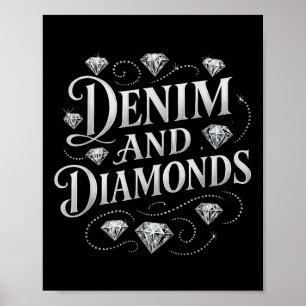 Denim And Diamonds Country Chic Western Bacheloret Poster