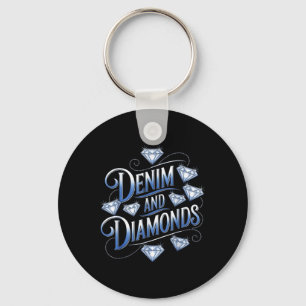 Denim And Diamonds Country Western Bachelorette Pa Key Ring