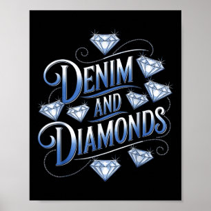 Denim And Diamonds Country Western Bachelorette Pa Poster