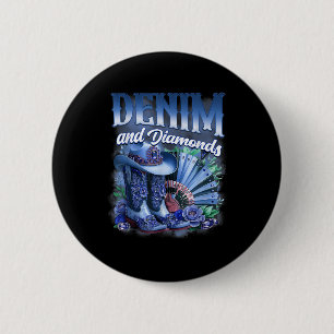 Denim And Diamonds Country Western Cowgirl Boots P 6 Cm Round Badge