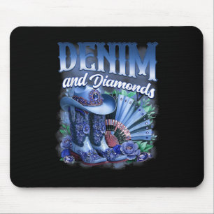 Denim And Diamonds Country Western Cowgirl Boots P Mouse Mat