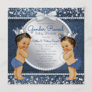 Denim and Diamonds Ethnic Gender Reveal Shower Invitation