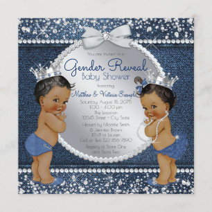 Denim and Diamonds Gender Reveal Shower Invitation