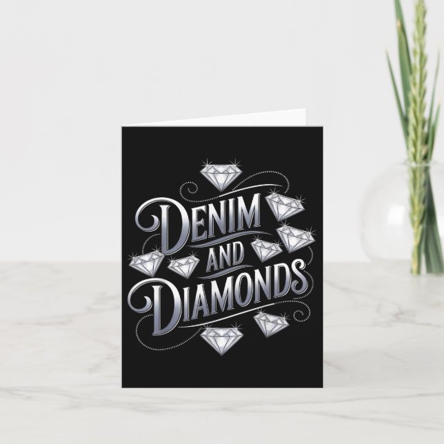 Denim And Diamonds Glam Cowgirl Party Design  Card (Front)