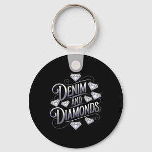 Denim And Diamonds Glam Cowgirl Party Design Key Ring
