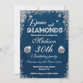 Denim and Diamonds invitation Chic Birthday Party