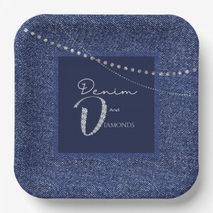 Denim and diamonds Paper plate