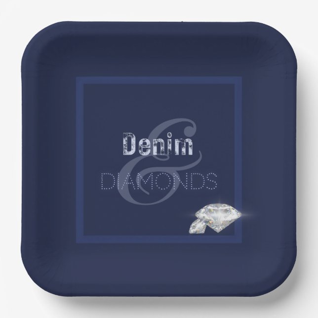 Denim and diamonds Paper plate (Front)