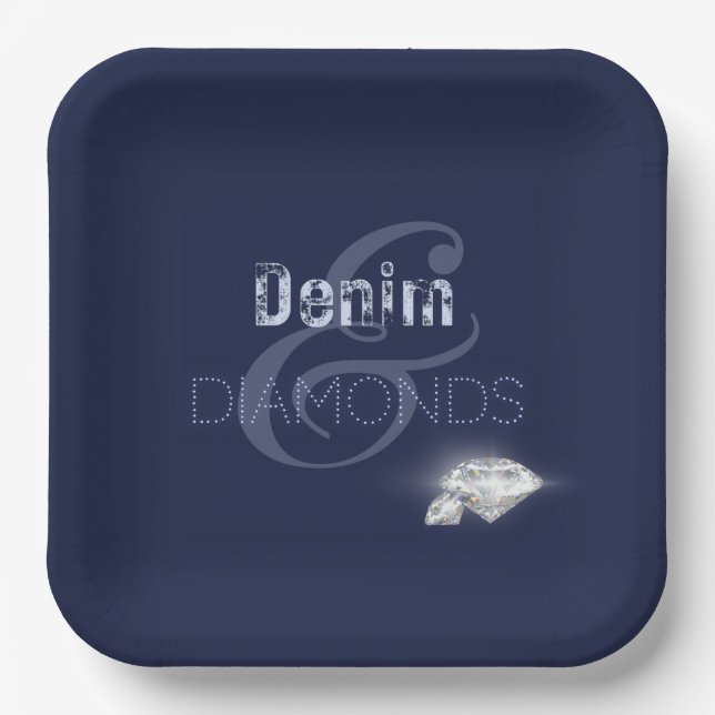 Denim and diamonds Paper plate (Front)