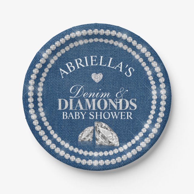 Denim and Diamonds Paper Plate (Front)