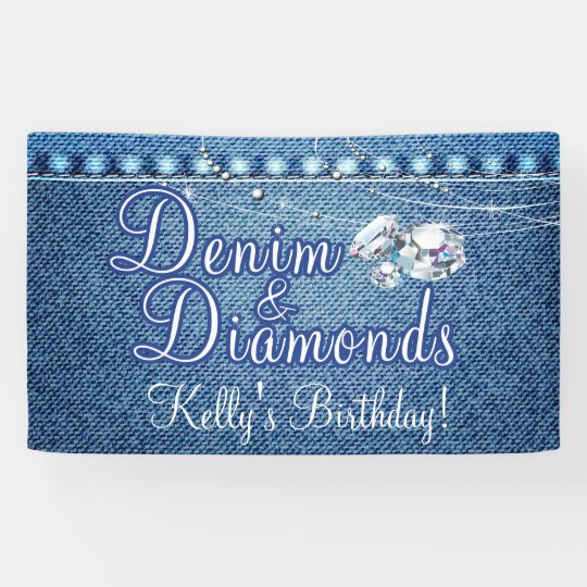 Denim And Diamonds Party Banner Zazzle Co Uk