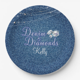 Denim and Diamonds Party Paper Plate