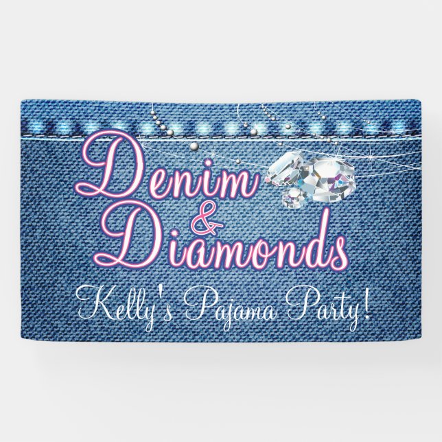 Denim and Diamonds Party with Pink Banner (Horizontal)