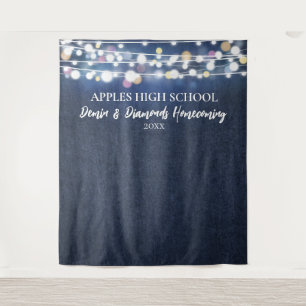 Denim and Diamonds Photo Backdrop Sparkling Event Tapestry