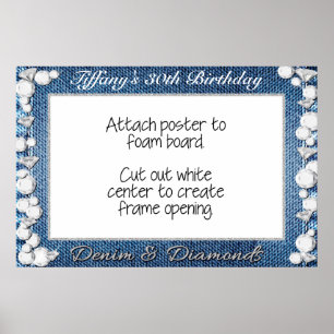 Denim and Diamonds Photo Booth Frame Prop Poster