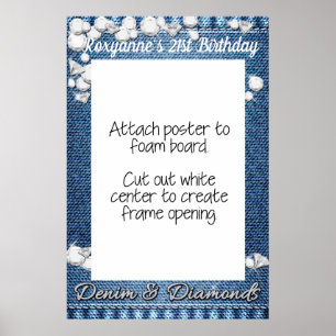 Denim and Diamonds Photo Booth Frame Prop Poster