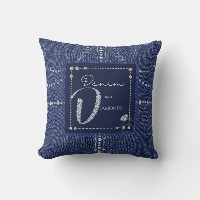 Denim and diamonds Throw Pillow (Front)