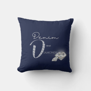 Denim and diamonds  throw pillow