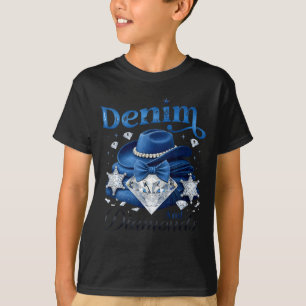 Denim and diamonds western cowgirl glam style for T-Shirt