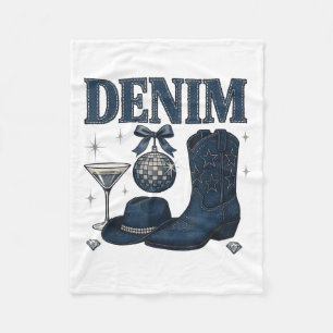 Denim And Diamonds Western Fashion Boots Bling Rod Fleece Blanket