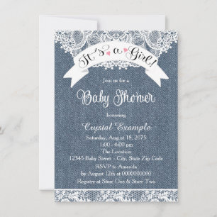 Denim and Lace Baby Shower Invitation
