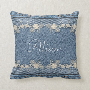 Denim and Lace - Personalize Cushion