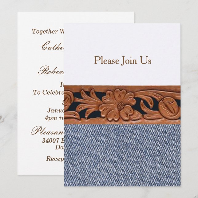 Denim and Leather Western Belt Invitation Template (Front/Back)