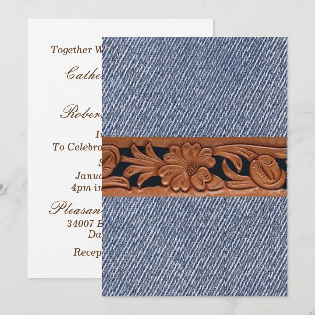 Denim and Leather Western Belt Invitation Template (Front/Back)