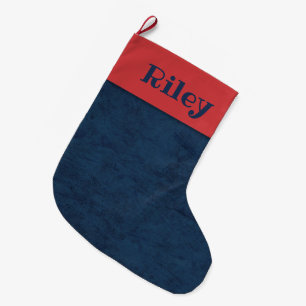 Denim and Red Holiday Large Christmas Stocking