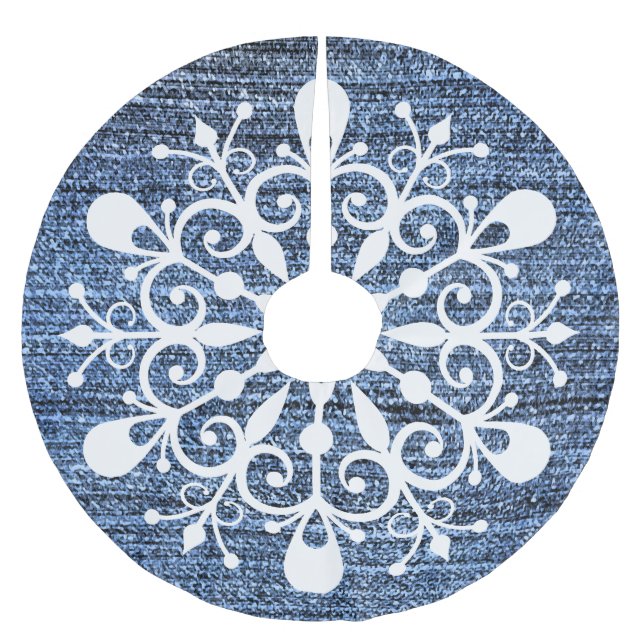 Denim and Snowflake Design Tree Skirt (Front)