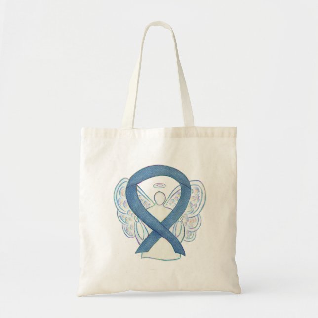 Denim Awareness Ribbon Custom Tote Bag (Front)