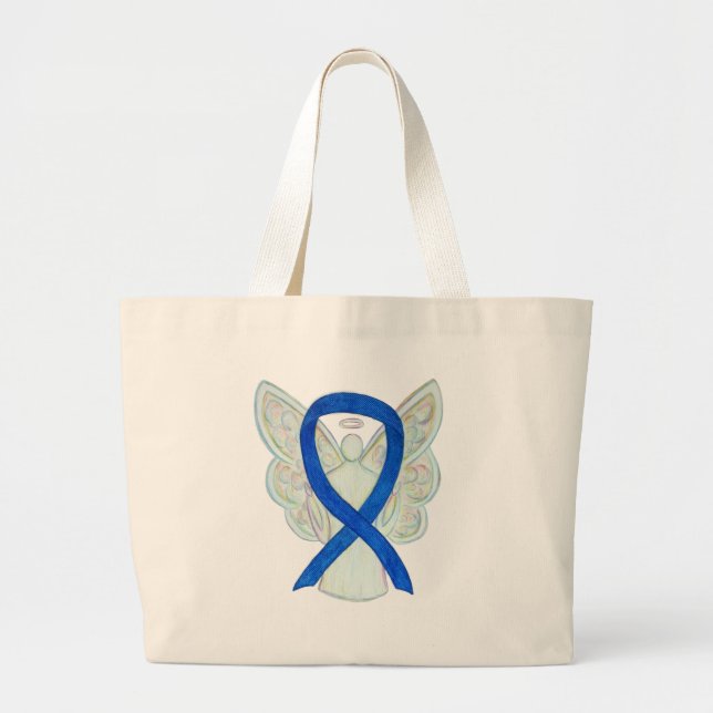Denim Awareness Ribbon Custom Tote Bag (Front)