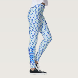 Denim Awareness Ribbon Custom Word Art Leggings