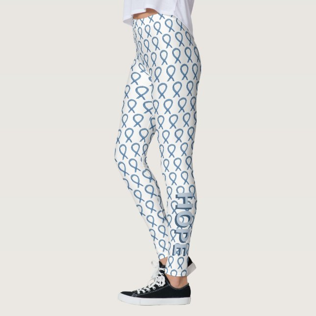 Denim Awareness Ribbon Customised Words Leggings (Left)