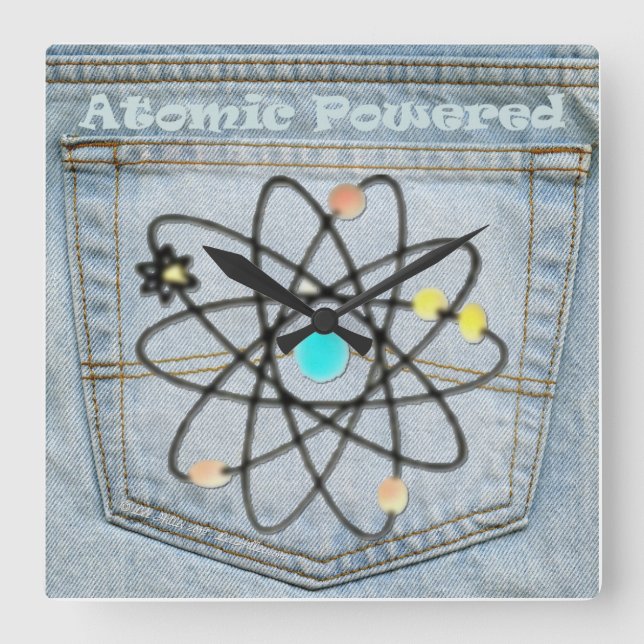 Denim Back Pocket "Atomic Powered" Clock (Front)