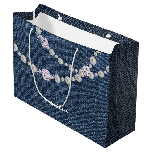 denim bag, blue denim birthday party Gift Bag (Front Angled)