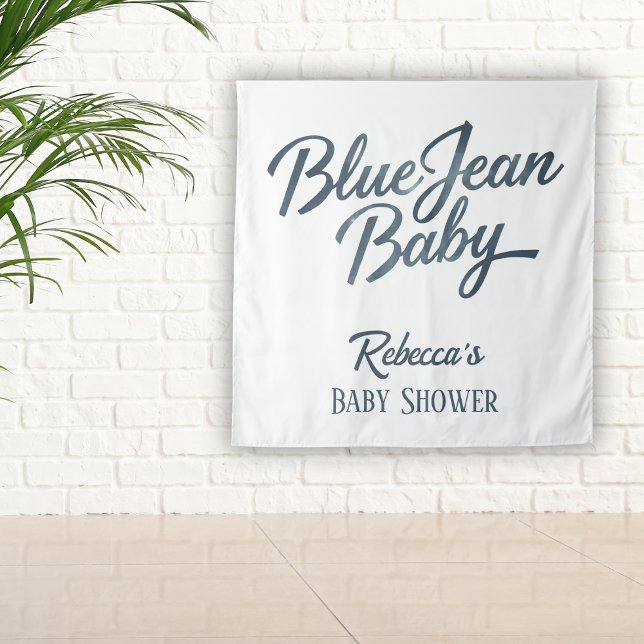 Denim Bear Clothesline Boy Blue Jean Baby Shower Tapestry (Creator Uploaded)