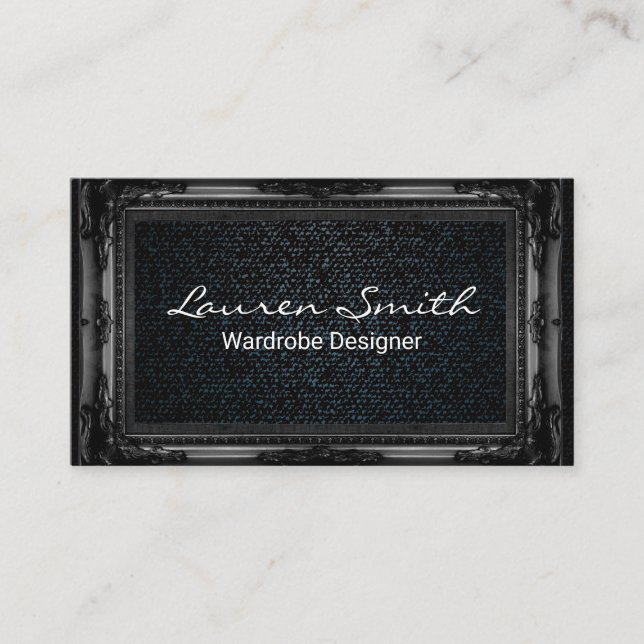 Denim | Black Fancy Frame Business Card (Front)