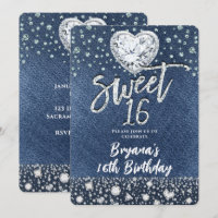 Denim & Bling Diamonds Sweet 16 Birthday Party